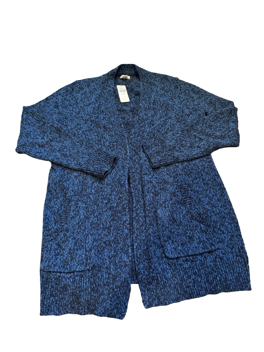 L.L. Bean Navy Marled Open-Front Cardigan Sweater
